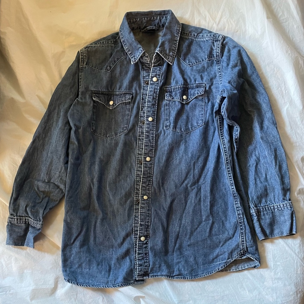 GAP Kids Blue Denim Pearl Snap Shirt for Kids Size XXL